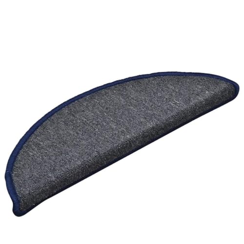Qnhdfrt Stufenmatten Treppenteppich Halbrund 56x17 cm 30 Stück Dunkelgrau Blau Anti Rutsch PP getuftet Modernes Design schnell selbstklebend für Wohnzimmer Flur und Wendeltreppe von Qnhdfrt