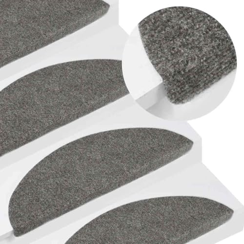 Qnhdfrt Stufenmatten selbstklebend 15 Stück Grau 56x17x3 cm Nadelfilz Treppenmatten mit Antirutsch Schutz für Treppenstufen Modernes Design von Qnhdfrt