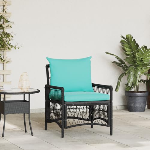 Qnhdfrt Synthetischer Rattan Gartenstuhl mit Kissen Schwarz Modern Outdoor für Balkon Terrasse Garten 61x73x77cm Bequem und Robust von Qnhdfrt