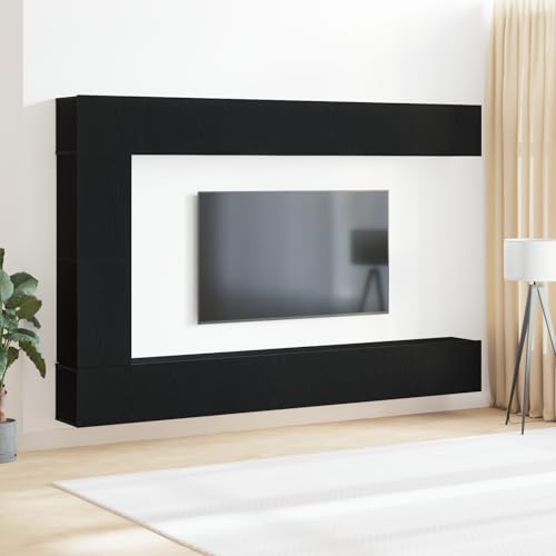 Qnhdfrt TV Board Sideboard Schwarz Eichenholz Werkstoff 7-teilig Wandmontiert Modulares Design mit Schiebetüren und Schwebenden Regalen für Wohnzimmer Qnhdfrt TV Board Sideboard Schwarz Eichenholz Werkstoff 7-teilig Wandmontiert Modulares Design mit Schiebetüren und Schwebenden Regalen für Wohnzimmer von Qnhdfrt