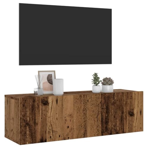 Qnhdfrt TV Lowboard Altholz 100x30x30 cm Holzwerkstoff Wandmontage Sideboard mit 2 Türen Stauraum für Wohnzimmer von Qnhdfrt