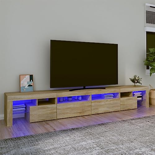 Qnhdfrt TV Lowboard mit RGB LED Beleuchtung Sonoma Eiche 260x36,5x40 cm Holzwerkstoff für Wohnzimmer Moderner Stauraum und Trendiges Design Qnhdfrt TV Lowboard mit RGB LED Beleuchtung Sonoma Eiche 260x36,5x40 cm Holzwerkstoff für Wohnzimmer Moderner Stauraum und Trendiges Design von Qnhdfrt