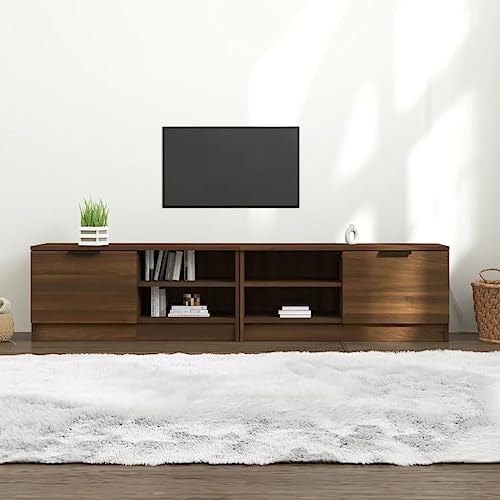 Qnhdfrt TV-Schrank 2er Set Lowboard 80 x 35 x 36,5 cm Braun Eiche Holzwerkstoff Modernes Design Robuste Tischplatte für Wohnzimmer Schlafzimmer Büro von Qnhdfrt