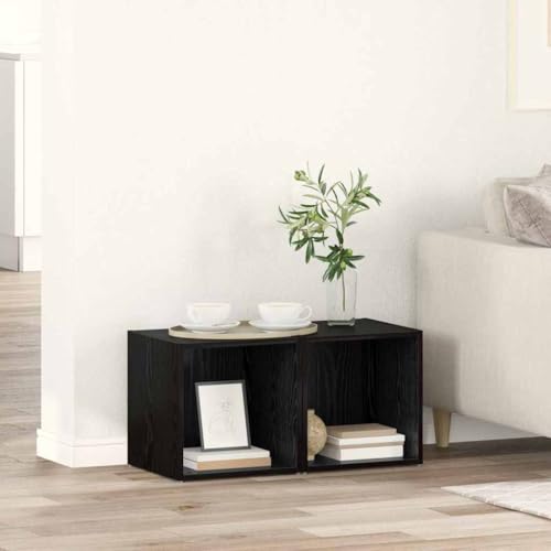 Qnhdfrt TV-Schrank 2er Set Schwarz Holzwerkstoff 37 x 35 x 37 cm - Rustikales Design mit viel Stauraum, perfekt für Wohnzimmer von Qnhdfrt
