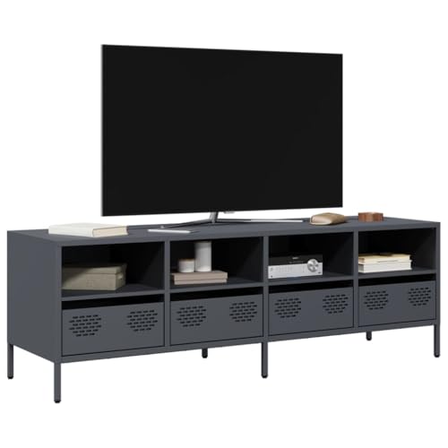 Qnhdfrt TV Schrank Anthrazit 135x39x43,5 cm Kaltgewalzter Stahl Industrie-Stil mit 4 Fächern 4 Schubladen Verstellbare Stellfüße für Wohnzimmer Schlafzimmer Lowboard Qnhdfrt TV Schrank Anthrazit 135x39x43,5 cm Kaltgewalzter Stahl Industrie-Stil mit 4 Fächern 4 Schubladen Verstellbare Stellfüße für Wohnzimmer Schlafzimmer Lowboard von Qnhdfrt