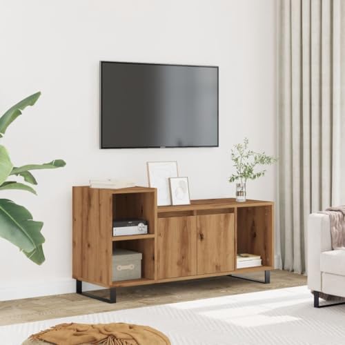 Qnhdfrt TV-Schrank Artisan-Eiche 100x35x55 cm Holzwerkstoff mit 5 Fächern und Türen Stilvolles Lowboard für Wohnzimmer von Qnhdfrt