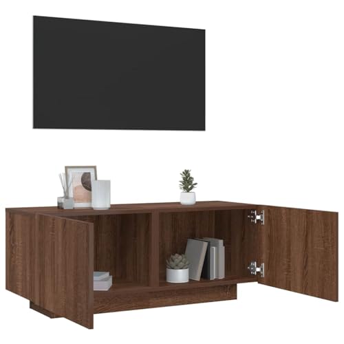 Qnhdfrt TV-Schrank Braun Eichen-Optik 100x35x40 cm Holzwerkstoff mit Stauraum, Modernes Design für Wohnzimmer von Qnhdfrt