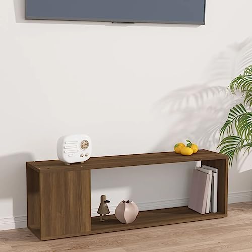 Qnhdfrt TV-Schrank Braun Eichen-Optik Holzwerkstoff 100x24x32 cm Schmal mit Stauraum für Wohnzimmer – Elegantes Design und Robuste Oberplatte von Qnhdfrt