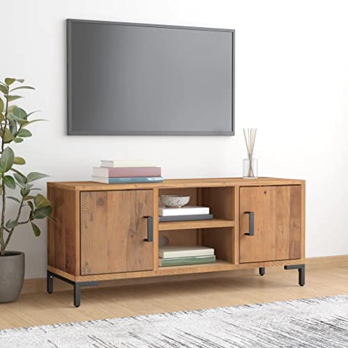Qnhdfrt TV-Schrank Braun aus Massivem Kiefernholz 110x35x48 cm mit Vintage Design 4 Fächern Tür und Stabiler Oberplatte für Wohnzimmer TV Möbel Qnhdfrt TV-Schrank Braun aus Massivem Kiefernholz 110x35x48 cm mit Vintage Design 4 Fächern Tür und Stabiler Oberplatte für Wohnzimmer TV Möbel von Qnhdfrt