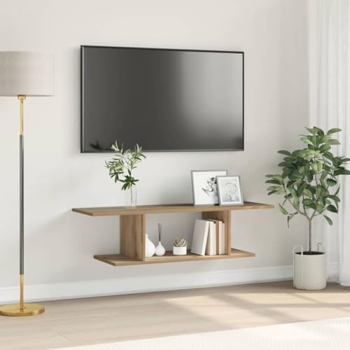 Qnhdfrt TV-Schrank Eiche handwerklich 102 x 35 x 35 cm Holzwerkstoff - Wandmontiert mit Stauraum, Modernes Design für Wohnzimmer von Qnhdfrt