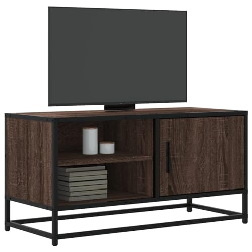 Qnhdfrt TV-Schrank Eichen-Optik 80x34,5x40 cm Holzwerkstoff Metall Lowboard mit Stauraum für Wohnzimmer von Qnhdfrt