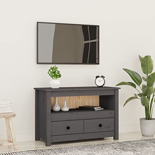 Qnhdfrt TV Schrank Grau Massivholz Kiefer 79x35x52 cm mit Schubladen Rustikale TV Kommode fürs Wohnzimmer Stauraum Fernsehschrank Qnhdfrt TV Schrank Grau Massivholz Kiefer 79x35x52 cm mit Schubladen Rustikale TV Kommode fürs Wohnzimmer Stauraum Fernsehschrank von Qnhdfrt