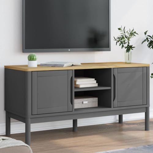 Qnhdfrt TV-Schrank Grau Massivholz Kiefer Lowboard Sideboard 114x43x55 cm Mit Türen Stauraum Modernes Design Für Wohnzimmer Qnhdfrt TV-Schrank Grau Massivholz Kiefer Lowboard Sideboard 114x43x55 cm Mit Türen Stauraum Modernes Design Für Wohnzimmer von Qnhdfrt