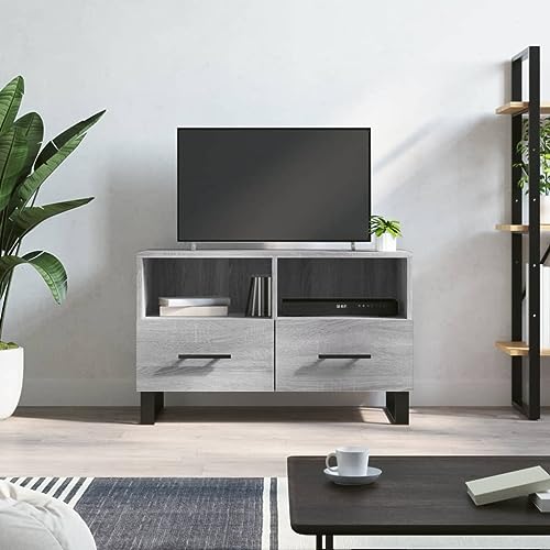 Qnhdfrt TV-Schrank Grau Sonoma 80x36x50 cm mit Stauraum und Eisenbeinen - Robustes Lowboard für Wohnzimmer von Qnhdfrt
