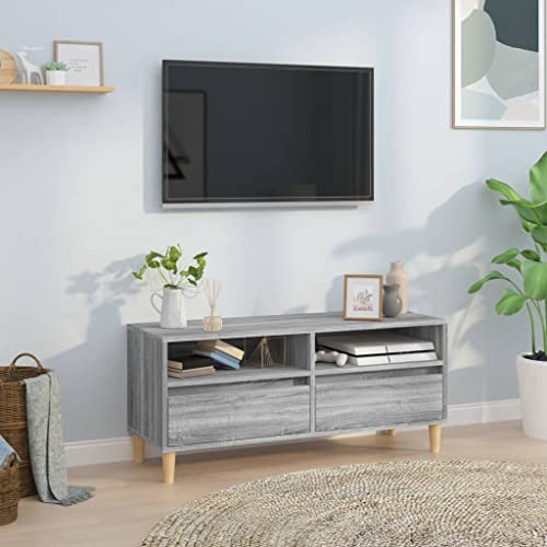 Qnhdfrt TV Schrank Grau Sonoma aus Holzwerkstoff und Eukalyptusholz Lowboard mit Stauraum 100x34,5x44,5 cm für Wohnzimmer Klassisches Design Stabil Qnhdfrt TV Schrank Grau Sonoma aus Holzwerkstoff und Eukalyptusholz Lowboard mit Stauraum 100x34,5x44,5 cm für Wohnzimmer Klassisches Design Stabil von Qnhdfrt