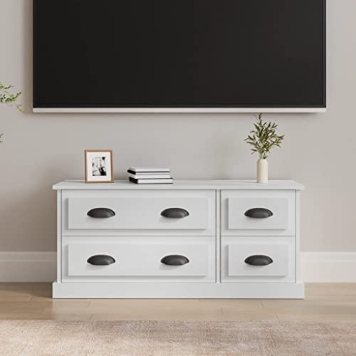 Qnhdfrt TV-Schrank Hochglanz-Weiß 100x35,5x45 cm Holzwerkstoff mit 4 Schubladen Sideboard Lowboard für Wohnzimmer von Qnhdfrt