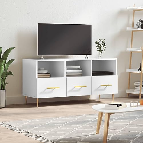 Qnhdfrt TV-Schrank Hochglanz-Weiß 102 cm Breite Holzwerkstoff mit 3 Fächern und 3 Schubladen Eisenbeine Lowboard für Wohnzimmer Qnhdfrt TV-Schrank Hochglanz-Weiß 102 cm Breite Holzwerkstoff mit 3 Fächern und 3 Schubladen Eisenbeine Lowboard für Wohnzimmer von Qnhdfrt