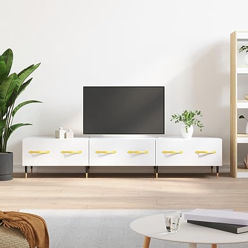 Qnhdfrt TV Schrank Hochglanz Weiß 150 cm Lowboard mit 3 Schubladen und Eisenbeinen Stauraum Möbel für Wohnzimmer Qnhdfrt TV Schrank Hochglanz Weiß 150 cm Lowboard mit 3 Schubladen und Eisenbeinen Stauraum Möbel für Wohnzimmer von Qnhdfrt