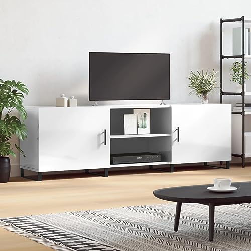 Qnhdfrt TV Schrank Hochglanz Weiß 150 cm Lowboard mit 4 Fächern und Eisenbeinen - Moderner Fernsehschrank mit Stauraum für Wohnzimmer Qnhdfrt TV Schrank Hochglanz Weiß 150 cm Lowboard mit 4 Fächern und Eisenbeinen - Moderner Fernsehschrank mit Stauraum für Wohnzimmer von Qnhdfrt