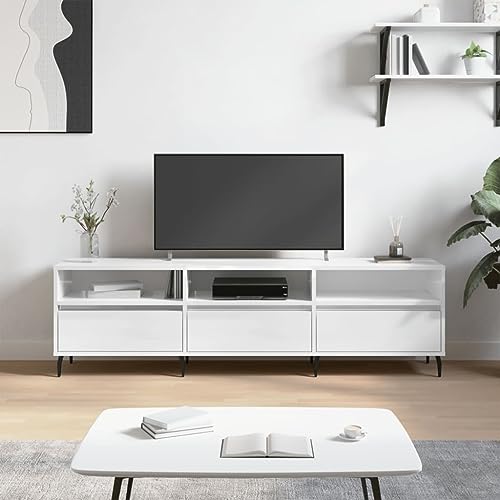Qnhdfrt TV-Schrank Hochglanz-Weiß 150 x 30 x 44,5 cm aus Holzwerkstoff und Eisenbeinen Modernes Lowboard mit 6 Fächern Stauraum für Wohnzimmer Schlafzimmer und Flur Qnhdfrt TV-Schrank Hochglanz-Weiß 150 x 30 x 44,5 cm aus Holzwerkstoff und Eisenbeinen Modernes Lowboard mit 6 Fächern Stauraum für Wohnzimmer Schlafzimmer und Flur von Qnhdfrt