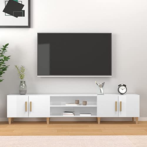Qnhdfrt TV Schrank Hochglanz Weiß 180x31,5x40 cm Holzwerkstoff mit 4 Türen und Holzbeinen für Wohnzimmer Stauraum und Elegantes Design Qnhdfrt TV Schrank Hochglanz Weiß 180x31,5x40 cm Holzwerkstoff mit 4 Türen und Holzbeinen für Wohnzimmer Stauraum und Elegantes Design von Qnhdfrt