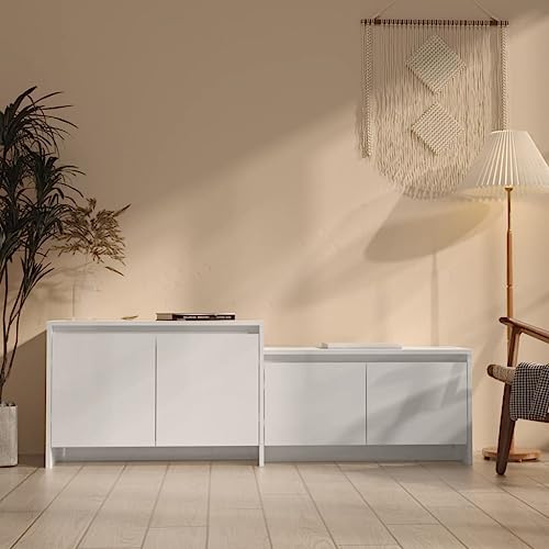 Qnhdfrt TV-Schrank Hochglanz-Weiß Lowboard Holzwerkstoff 146,5x35x50 cm mit 4 Türen, flexibel rechts oder Links montierbar für Wohnzimmer Qnhdfrt TV-Schrank Hochglanz-Weiß Lowboard Holzwerkstoff 146,5x35x50 cm mit 4 Türen, flexibel rechts oder Links montierbar für Wohnzimmer von Qnhdfrt