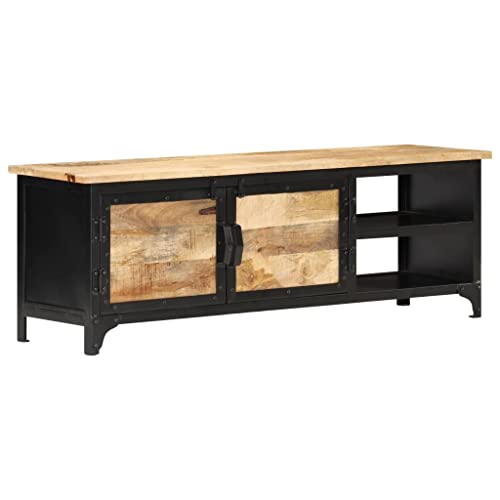Qnhdfrt TV-Schrank Lowboard 120 cm Massivholz Stahl Industriedesign mit Stauraum für Wohnzimmer von Qnhdfrt