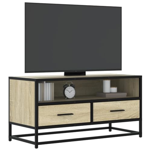 Qnhdfrt TV-Schrank Lowboard 80x34,5x40 cm Sonoma-Eiche Holzwerkstoff Metall Industriedesign Stauraum für Wohnzimmer Schlafzimmer von Qnhdfrt