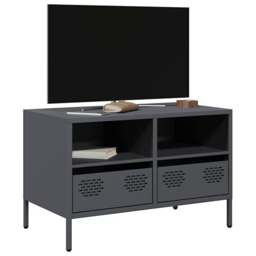 Qnhdfrt TV Schrank Lowboard Anthrazit 68x39x43,5 cm Kaltgewalzter Stahl mit 2 Fächern und 2 Schubladen Industrie-Design für Wohnzimmer Schlafzimmer Qnhdfrt TV Schrank Lowboard Anthrazit 68x39x43,5 cm Kaltgewalzter Stahl mit 2 Fächern und 2 Schubladen Industrie-Design für Wohnzimmer Schlafzimmer von Qnhdfrt