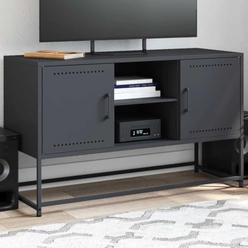 Qnhdfrt TV Schrank Lowboard Anthrazit Stahl 100,5x39x60,5 cm Industrie-Stil mit Stauraum für Wohnzimmer Schlafzimmer Qnhdfrt TV Schrank Lowboard Anthrazit Stahl 100,5x39x60,5 cm Industrie-Stil mit Stauraum für Wohnzimmer Schlafzimmer von Qnhdfrt