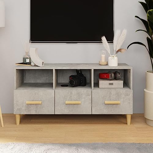 Qnhdfrt TV-Schrank Lowboard Betongrau 102x36x50 cm aus Holzwerkstoff und Massivholz Eukalyptus mit Stauraum Modernes Design für Wohnzimmer Qnhdfrt TV-Schrank Lowboard Betongrau 102x36x50 cm aus Holzwerkstoff und Massivholz Eukalyptus mit Stauraum Modernes Design für Wohnzimmer von Qnhdfrt