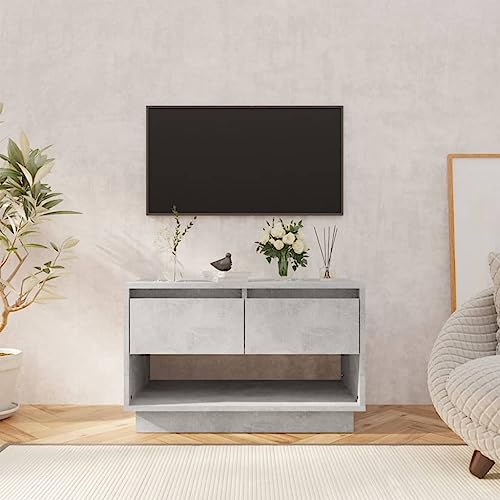 Qnhdfrt TV-Schrank Lowboard Betongrau 70x41x44 cm aus Holzwerkstoff mit 2 Schubladen und offenem Fach für Fernseher und Wohnzimmer Organisation von Qnhdfrt