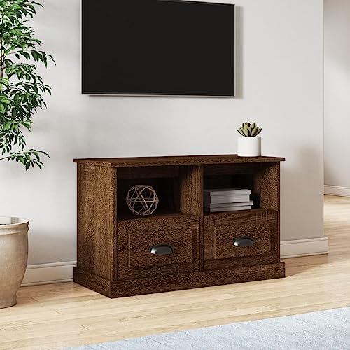 Qnhdfrt TV Schrank Lowboard Braun Eichen-Optik Holzwerkstoff 80x35x50 cm mit 2 Schubladen 2 offenen Fächern großzügig Stauraum Elegantes Design für Wohnzimmer Fernseher Setup Qnhdfrt TV Schrank Lowboard Braun Eichen-Optik Holzwerkstoff 80x35x50 cm mit 2 Schubladen 2 offenen Fächern großzügig Stauraum Elegantes Design für Wohnzimmer Fernseher Setup von Qnhdfrt