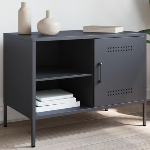 Qnhdfrt TV Schrank Lowboard Fernsehtisch Anthrazit Stahl 68x39x50,5 cm Industrie-Design für Wohnzimmer Schlafzimmer Qnhdfrt TV Schrank Lowboard Fernsehtisch Anthrazit Stahl 68x39x50,5 cm Industrie-Design für Wohnzimmer Schlafzimmer von Qnhdfrt