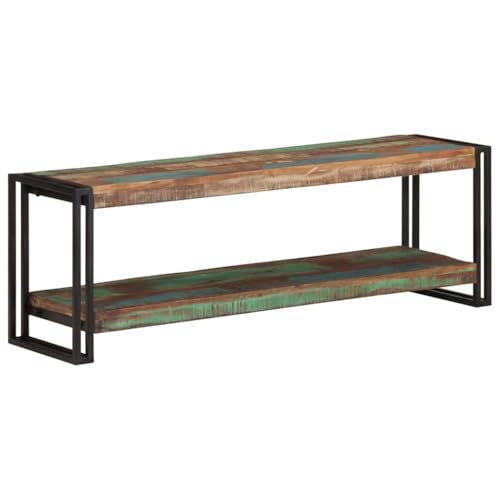 Qnhdfrt TV-Schrank Lowboard Fernsehtisch aus Recyceltem Massivholz 120x30x40 cm mit Industriellem Look und Robuster Oberfläche für Wohnzimmer Schlafzimmer von Qnhdfrt