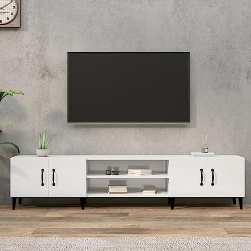 Qnhdfrt TV Schrank Lowboard Hochglanz-Weiß 180x31,5x40 cm mit Metallfüßen und 4 Fächern für Elegantes Wohnzimmer Qnhdfrt TV Schrank Lowboard Hochglanz-Weiß 180x31,5x40 cm mit Metallfüßen und 4 Fächern für Elegantes Wohnzimmer von Qnhdfrt
