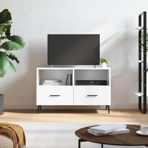 Qnhdfrt TV Schrank Lowboard Hochglanz-Weiß Holzwerkstoff 80x36x50 cm mit Schubladen Eisenbeinen für Wohnzimmer Qnhdfrt TV Schrank Lowboard Hochglanz-Weiß Holzwerkstoff 80x36x50 cm mit Schubladen Eisenbeinen für Wohnzimmer von Qnhdfrt
