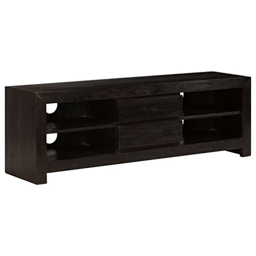 Qnhdfrt TV-Schrank Lowboard Massivholz Akazie 120x30x40 cm Dunkelbraun Sideboard mit 4 Fächern und 2 Schubladen kein Montage nötig von Qnhdfrt