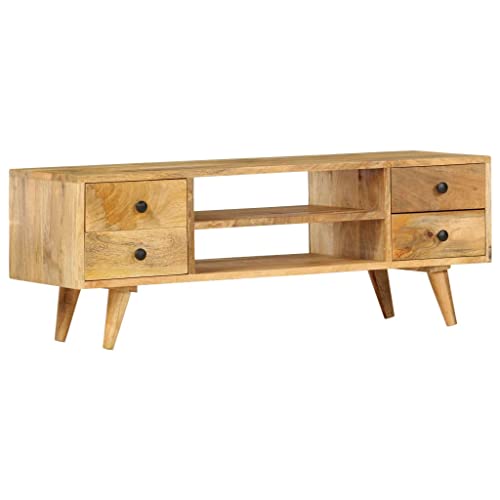 Qnhdfrt TV-Schrank Lowboard Massivholz Mango Industriestil 110x35x40 cm mit Schubladen Wohnzimmermöbel von Qnhdfrt