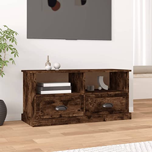 Qnhdfrt TV-Schrank Lowboard Räuchereiche Holzwerkstoff 93x35,5x45 cm mit Stauraum Modernes Design für Wohnzimmer von Qnhdfrt