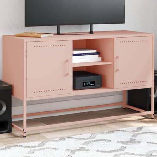 Qnhdfrt TV Schrank Lowboard Rosa Stahl 100,5x39x60,5 cm Industrie Design mit Großem Stauraum für Wohnzimmer und Schlafzimmer von Qnhdfrt