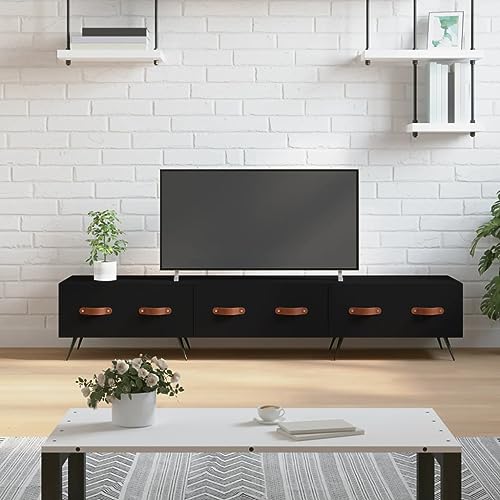 Qnhdfrt TV Schrank Lowboard Schwarz Holzwerkstoff Eisenbeine 150x36x30 cm mit 3 Schubladen für Wohnzimmer Robustes Design und Viel Stauraum Qnhdfrt TV Schrank Lowboard Schwarz Holzwerkstoff Eisenbeine 150x36x30 cm mit 3 Schubladen für Wohnzimmer Robustes Design und Viel Stauraum von Qnhdfrt