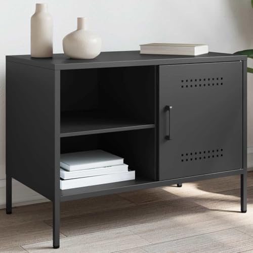 Qnhdfrt TV Schrank Lowboard Schwarz Stahl 68x39x50,5 cm Industrie-Design mit Stauraum für Wohnzimmer Schlafzimmer von Qnhdfrt