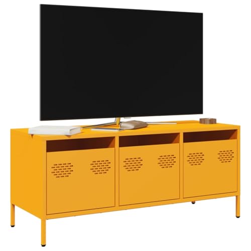 Qnhdfrt TV-Schrank Lowboard Senfgelb 101,5x39x43,5 cm aus kaltgewalztem Stahl mit 3 Schubladen und verstellbaren Füßen für Wohnzimmer Schlafzimmer Qnhdfrt TV-Schrank Lowboard Senfgelb 101,5x39x43,5 cm aus kaltgewalztem Stahl mit 3 Schubladen und verstellbaren Füßen für Wohnzimmer Schlafzimmer von Qnhdfrt