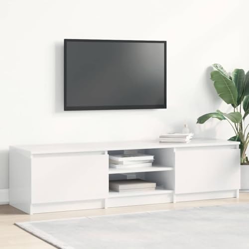 Qnhdfrt TV Schrank Lowboard Sideboard Hochglanz Weiß 140x40x35,5 cm Holzwerkstoff mit 2 Türen 2 Fächern Modernes Design für Wohnzimmer Möbel von Qnhdfrt