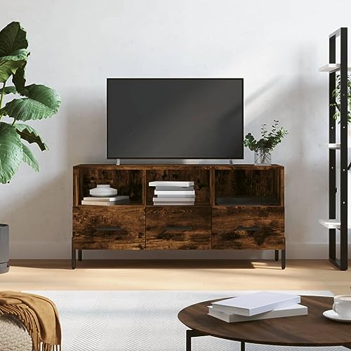 Qnhdfrt TV-Schrank Lowboard Sideboard Räuchereiche 102x36x50 cm aus Holzwerkstoff mit Schubladen Eisenbeinen für Wohnzimmer Fernseher Qnhdfrt TV-Schrank Lowboard Sideboard Räuchereiche 102x36x50 cm aus Holzwerkstoff mit Schubladen Eisenbeinen für Wohnzimmer Fernseher von Qnhdfrt