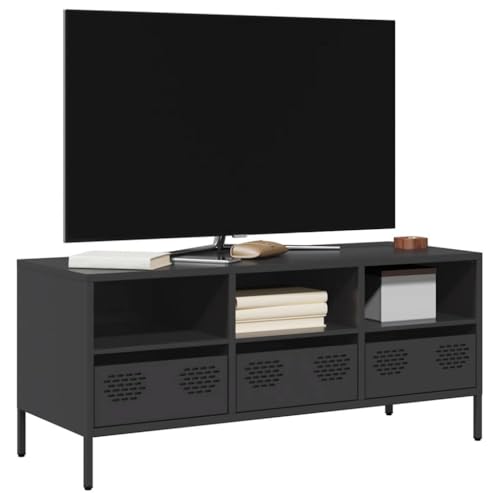 Qnhdfrt TV-Schrank Lowboard Sideboard Schwarz 101,5x39x43,5 cm aus Kaltgewalztem Stahl Industrie-Design mit 3 Fächern 3 Schubladen verstellbaren Füßen für Wohnzimmer Schlafzimmer Qnhdfrt TV-Schrank Lowboard Sideboard Schwarz 101,5x39x43,5 cm aus Kaltgewalztem Stahl Industrie-Design mit 3 Fächern 3 Schubladen verstellbaren Füßen für Wohnzimmer Schlafzimmer von Qnhdfrt
