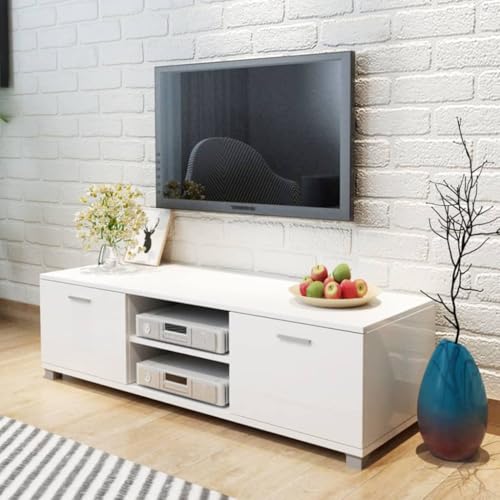 Qnhdfrt TV Schrank Lowboard Sideboard in Hochglanz-Weiß 140x40,5x35 cm mit Aluminiumgriffen und Kabelausgängen für modernes Wohnzimmer Möbel Qnhdfrt TV Schrank Lowboard Sideboard in Hochglanz-Weiß 140x40,5x35 cm mit Aluminiumgriffen und Kabelausgängen für modernes Wohnzimmer Möbel von Qnhdfrt