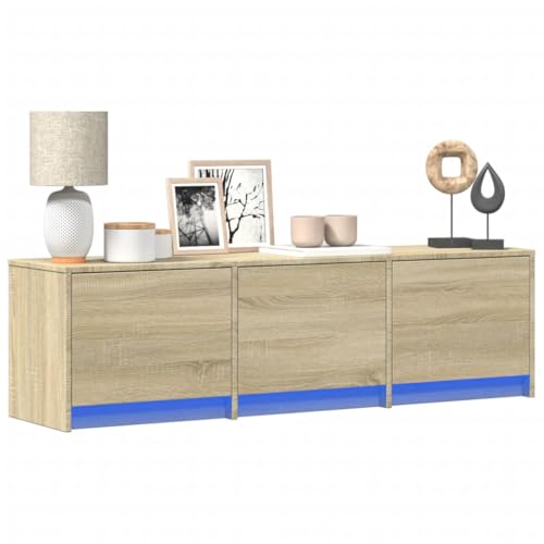 Qnhdfrt TV-Schrank Lowboard Sonoma-Eiche 140x34x40 cm mit LED-Beleuchtung Holzwerkstoff für Wohnzimmer von Qnhdfrt