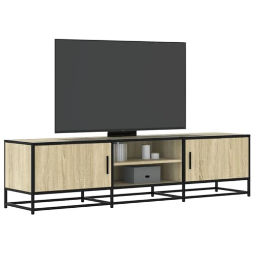 Qnhdfrt TV-Schrank Lowboard Sonoma-Eiche 160 cm Holzwerkstoff Metall Industriestil mit Stauraum für Wohnzimmer und Schlafzimmer von Qnhdfrt